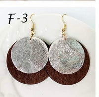 Genuine wood and leather earrings